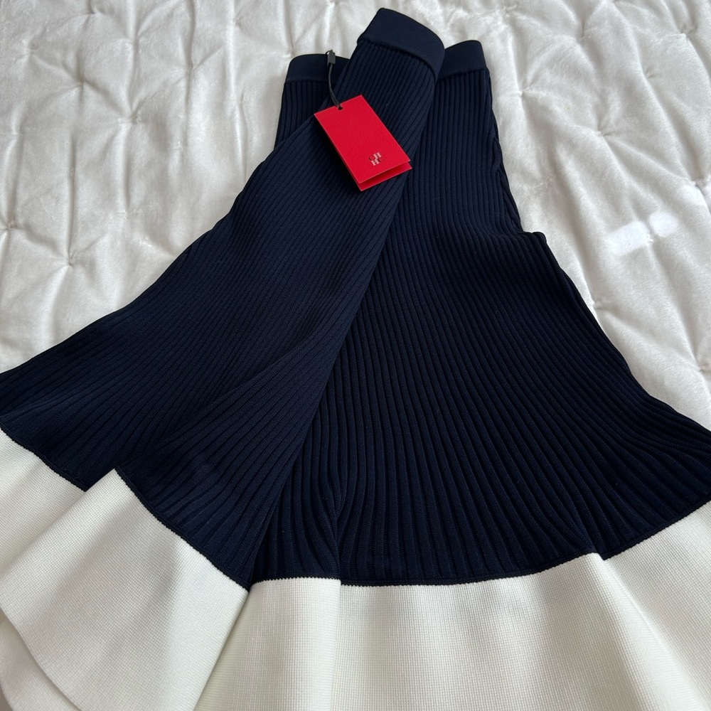 Carolina Herrera Navy Skirt with Ruffled Bottom